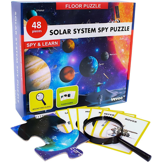 Solar System Spy 48 Piece Floor Jigsaw Puzzle with Flashcards & Magnifying Glass