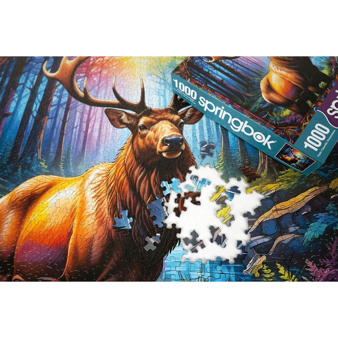 Stain Glass Elk 1000 Piece Jigsaw Puzzle Springbok