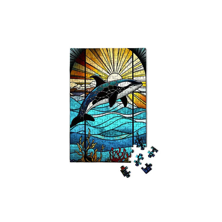 Stained Glass Orca 150 Piece Mini Jigsaw Puzzle Micro Puzzles
