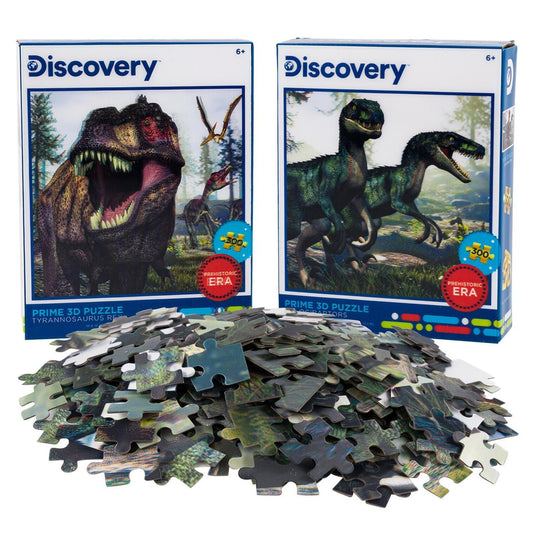 T-Rex & Velociraptors Set of 2 300 Piece Lenticular Jigsaw Puzzles Prime 3D