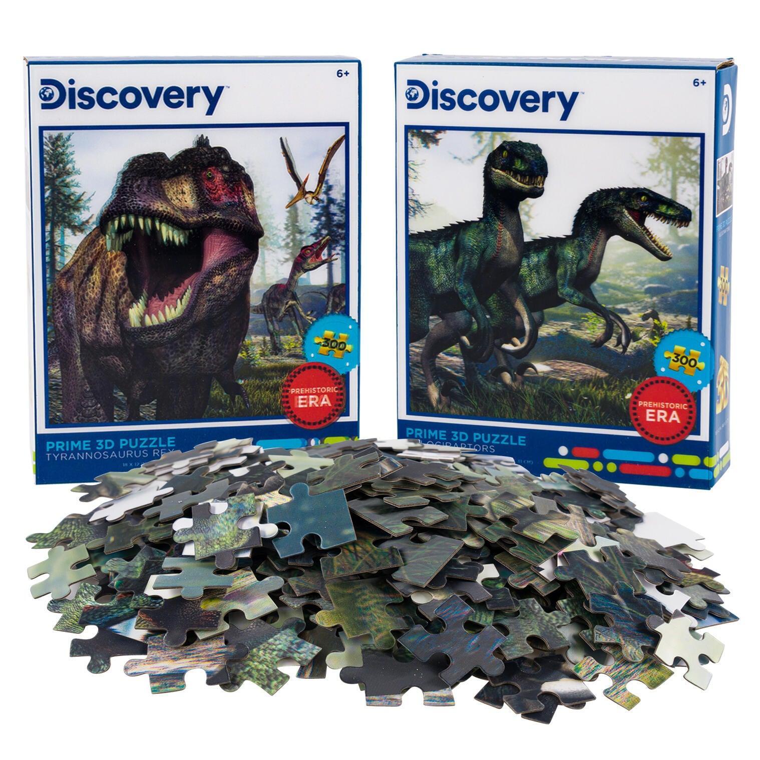 T-Rex & Velociraptors Set of 2 300 Piece Lenticular Jigsaw Puzzles Prime 3D Puzzle Merchant