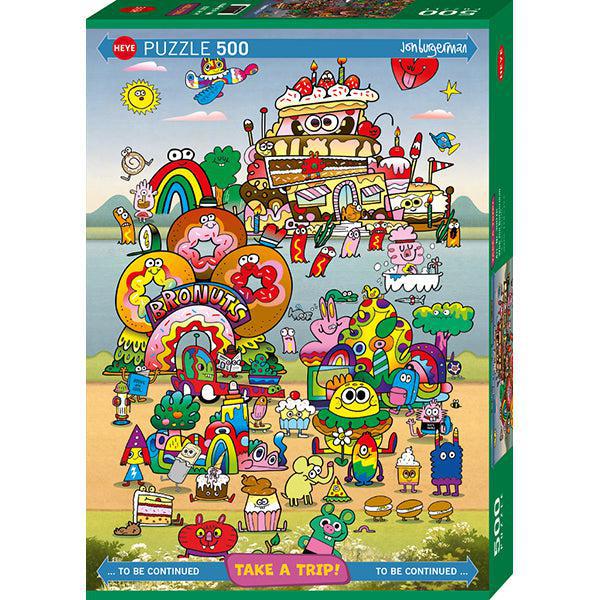 Take a Trip with Jon Burgerman 500 Piece Jigsaw Puzzle Heye Puzzle Merchant