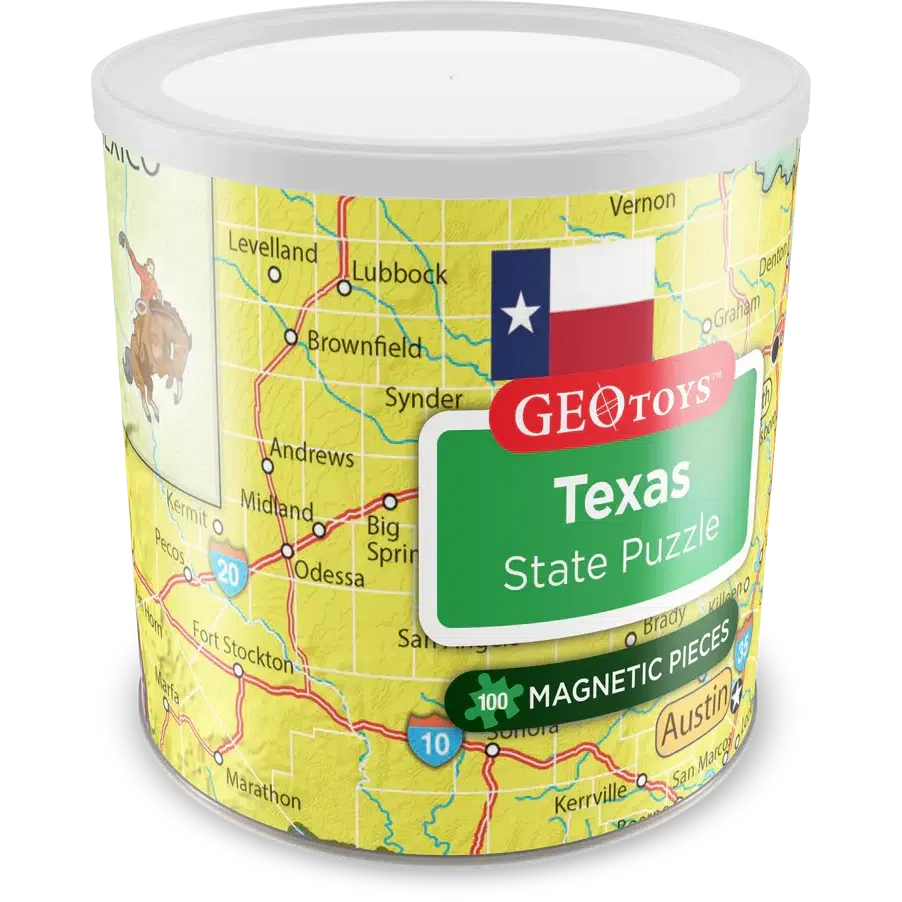 Texas State 100 Piece Magnetic Jigsaw Puzzle Geotoys Puzzle Merchant