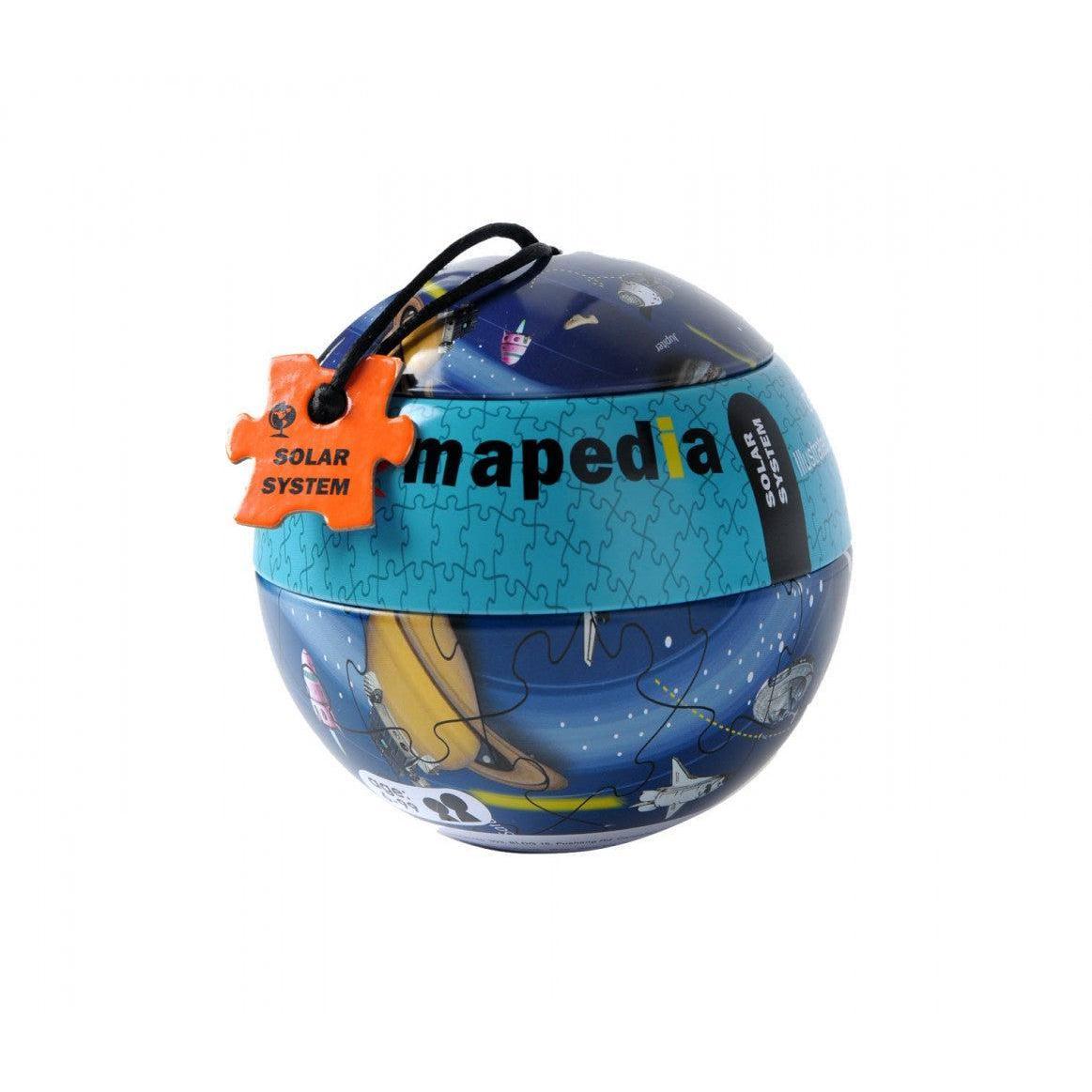 The Solar System 100 Piece Jigsaw Puzzle in Sphere Tin Purple Cow Puzzle Merchant