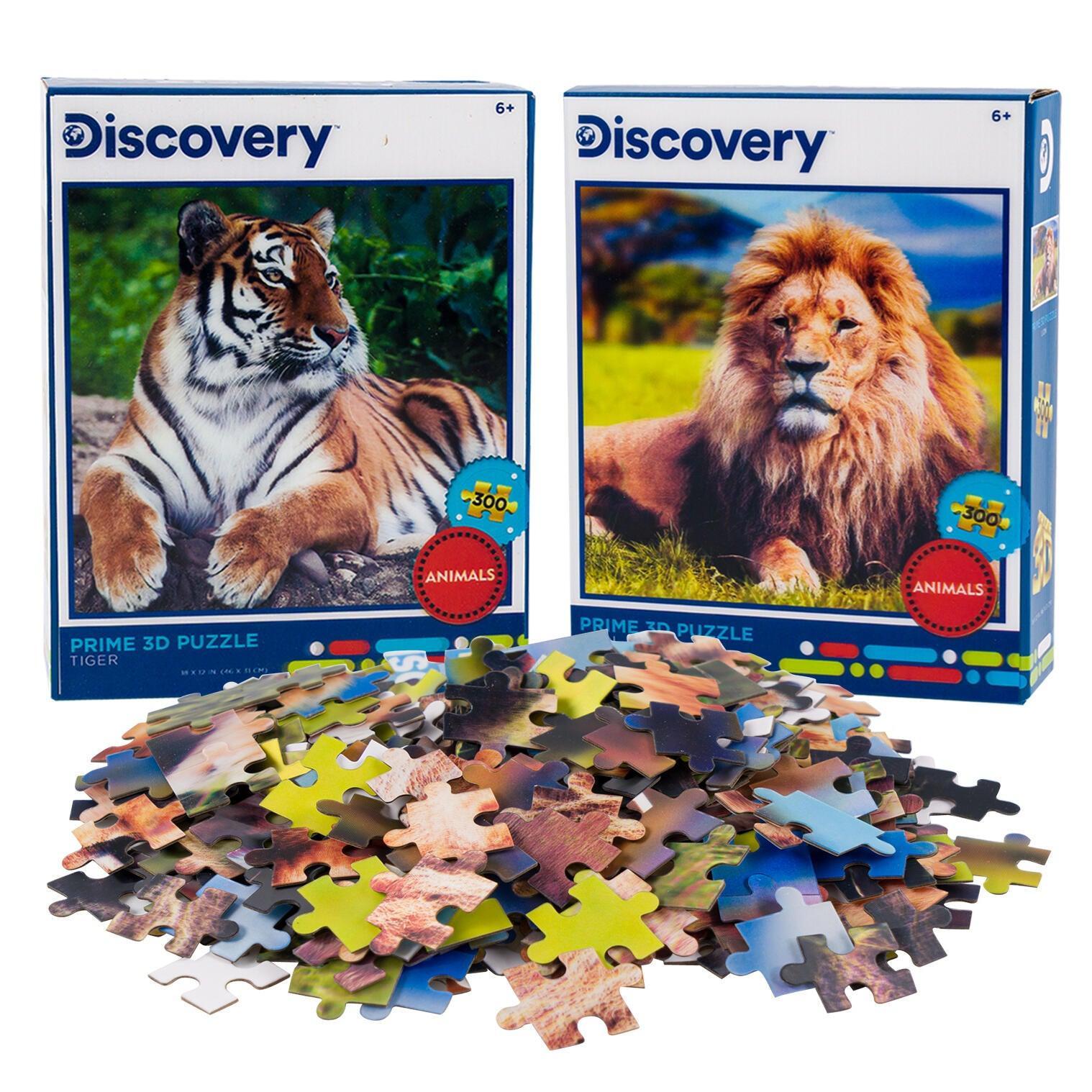 Tiger & Lion Set of 2 300 Piece Lenticular Jigsaw Puzzles Prime 3D Puzzle Merchant