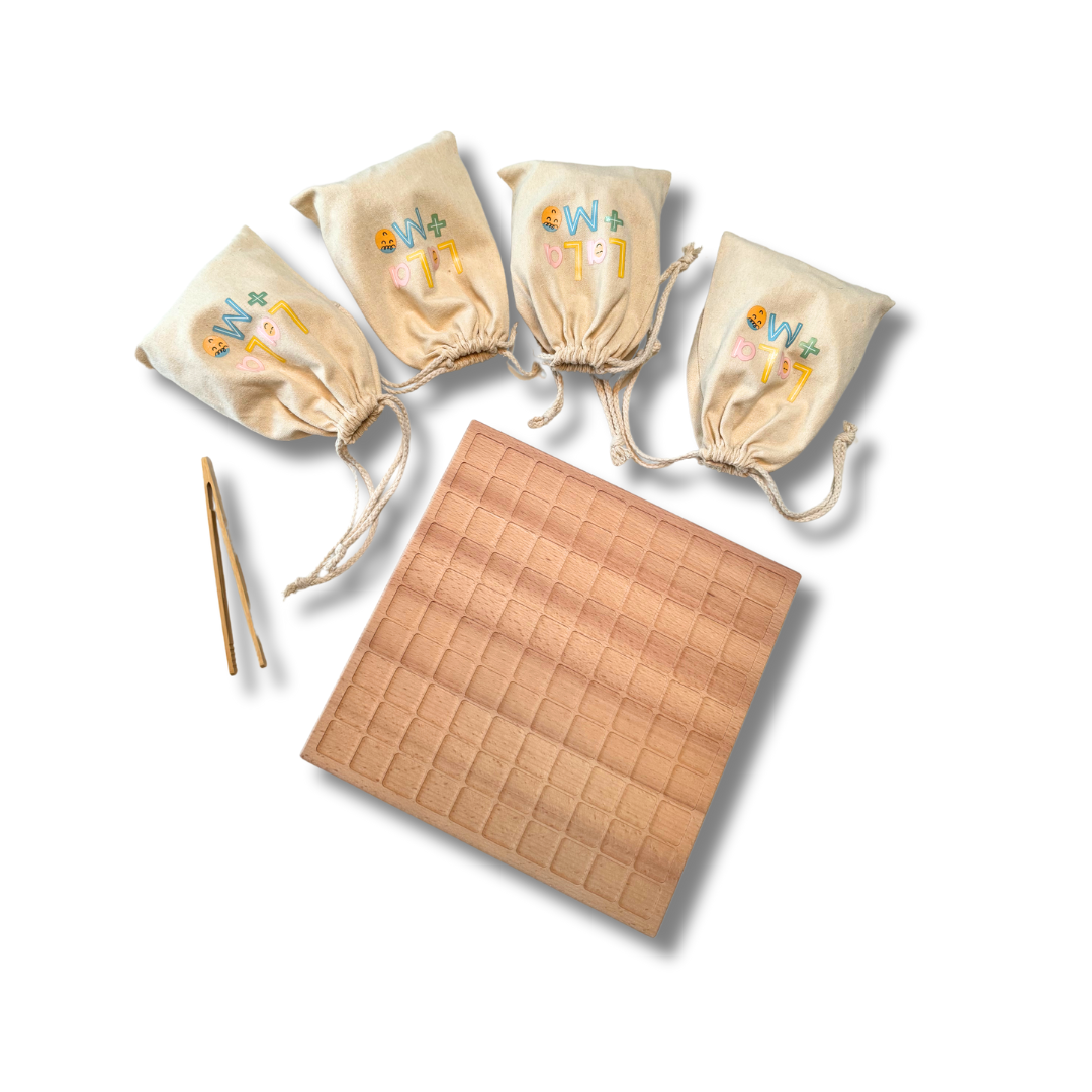 Montessori Hundred Board with Names of Allah in Arabic. Educational toy for learning & pattern creation, from Puzzle Planet.