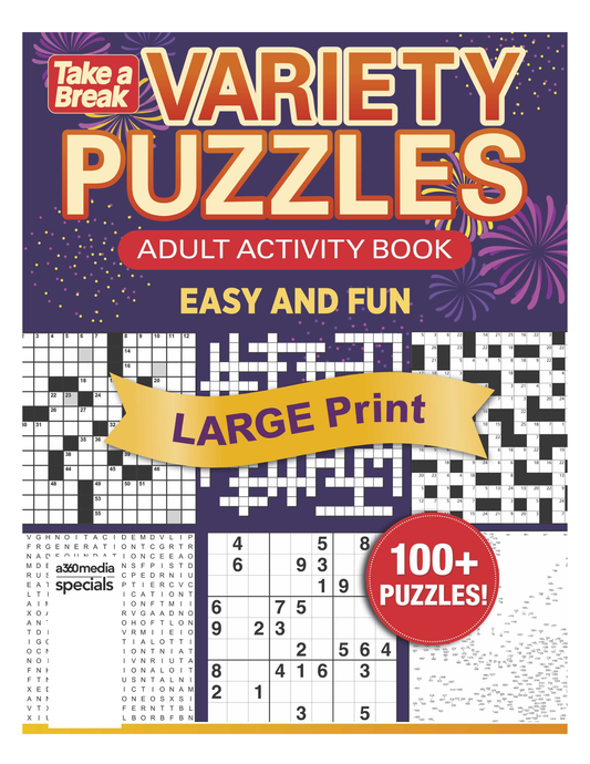 Variety Puzzles Large Print - Unplug and Unwind! Adult Activity Book: Easy and Fun with over 100+ Puzzles!! Magazine Shop US