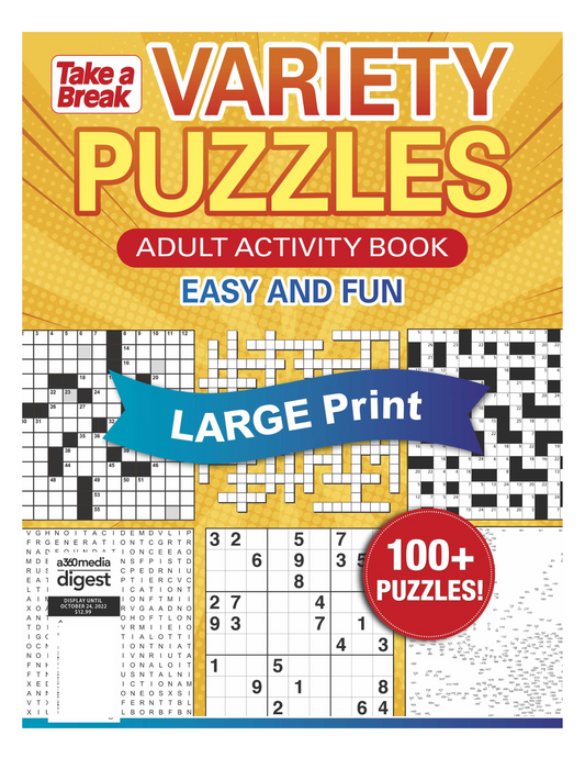Variety Puzzles - Unplug & Unwind! Adult Activity Book: 100+ Puzzles, Sudoku, Crossword, Word Search, Dot-To-Dot, Brain-Boosting, Mental Clarity, De-Stress, Calm, Relax, Easy & Fun! (Large Print) Magazine Shop US