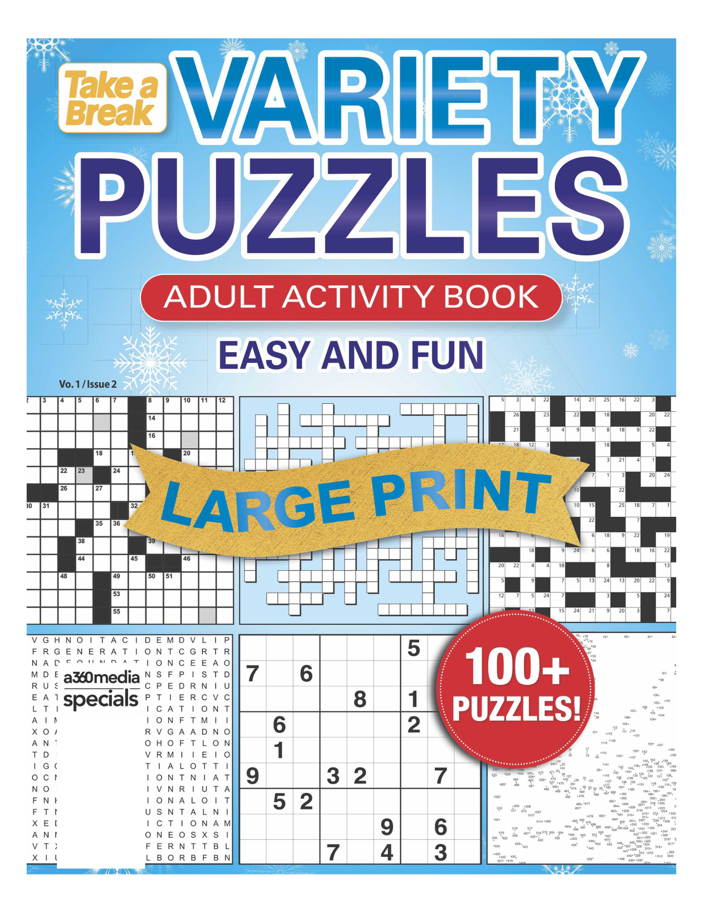 Variety Puzzles Large Print - Vo. 1 / Issue 2: Unplug and Unwind! Adult Activity Book: Easy and Fun with over 100+ Puzzles! Magazine Shop US