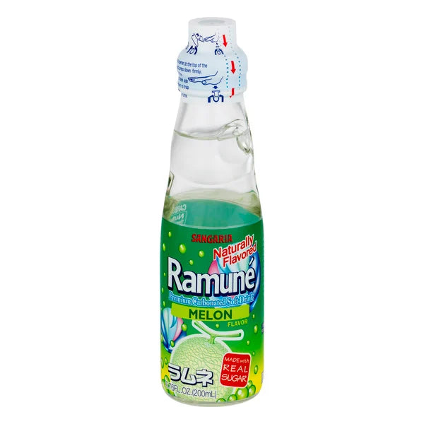 Ramune Melon Flavor Japanese Soda 6.76oz - Authentic Marble Bottle Drink Super Anime Store