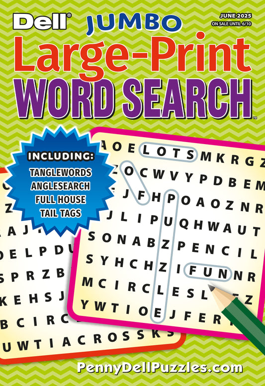 Penny Press - Dell Large - Print Word Search: June 2025 Edition, Mind-Sharpening Puzzles For All Ages, Packed With Themed Puzzles, Including Full House, Angle Search, Tail Tags, Tanglewords & More! Magazine Shop US