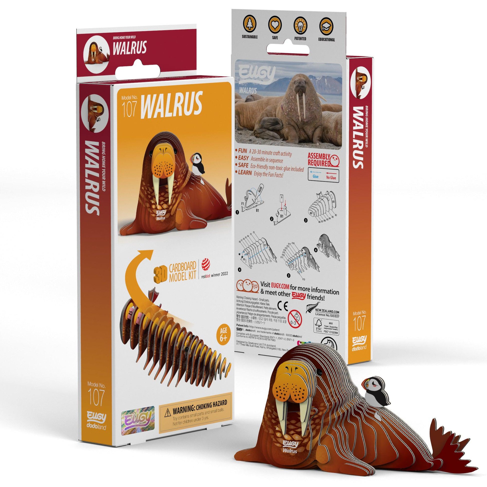 Walrus 3D Cardboard Model Kit Eugy Puzzle Merchant