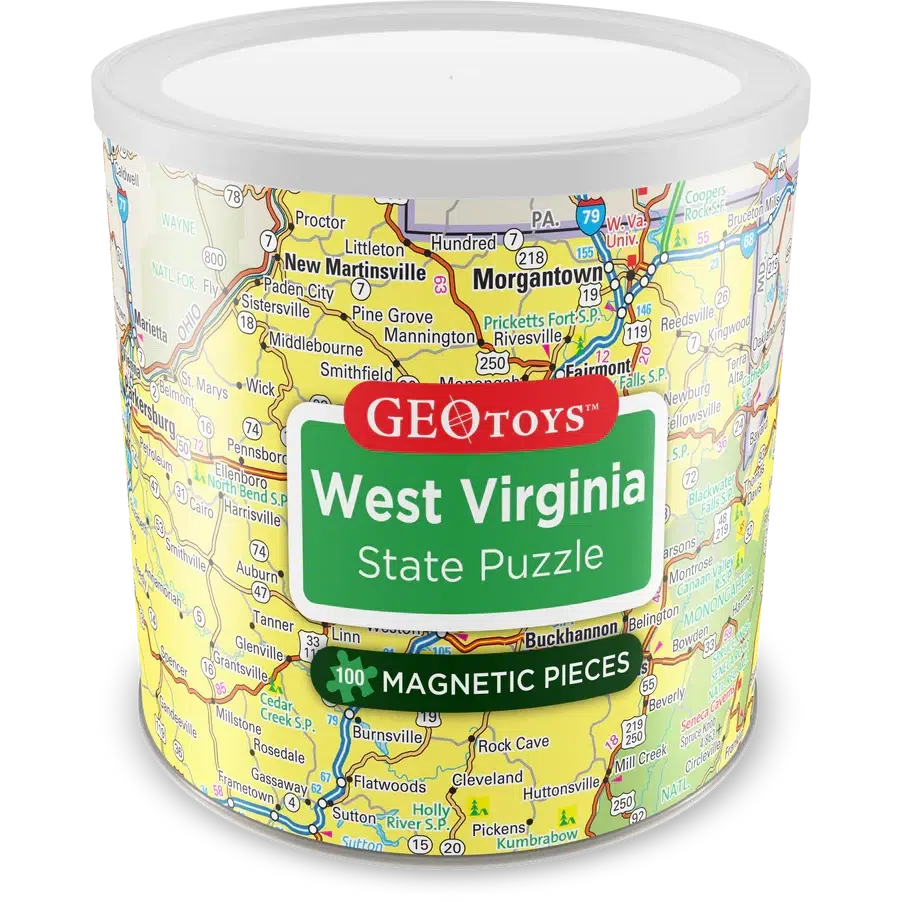 West Virginia State 100 Piece Magnetic Jigsaw Puzzle Geotoys