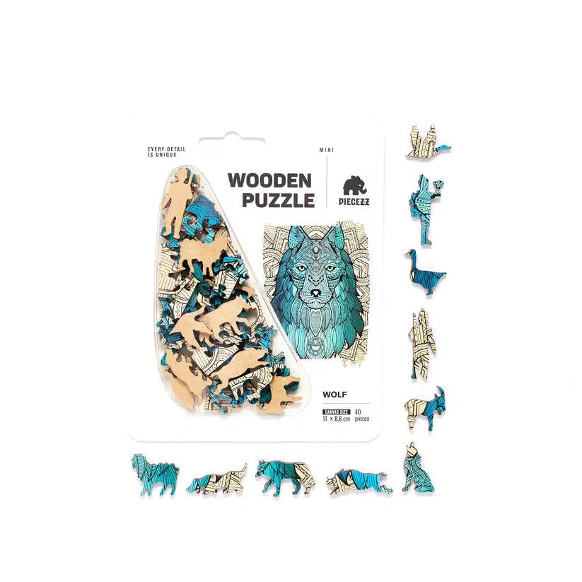 Wolf 40 Piece Mini Wooden Jigsaw Puzzle Geek Toys Puzzle Merchant