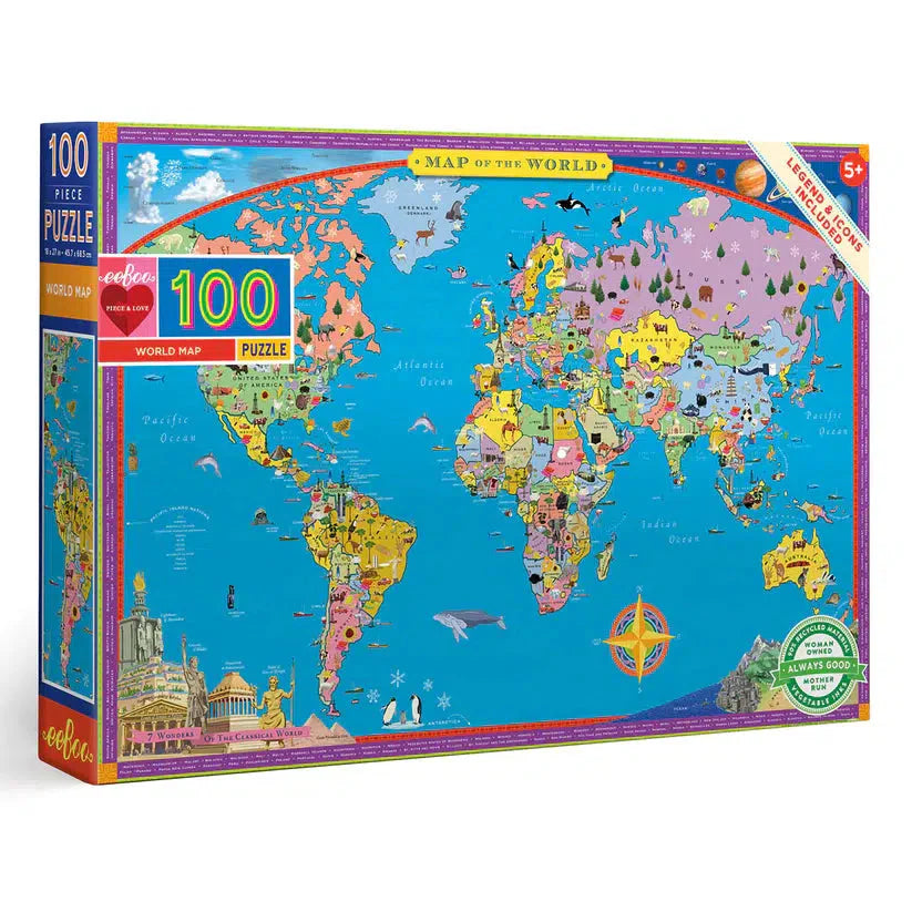 World Map 100 Piece Jigsaw Puzzle eeBoo Puzzle Merchant