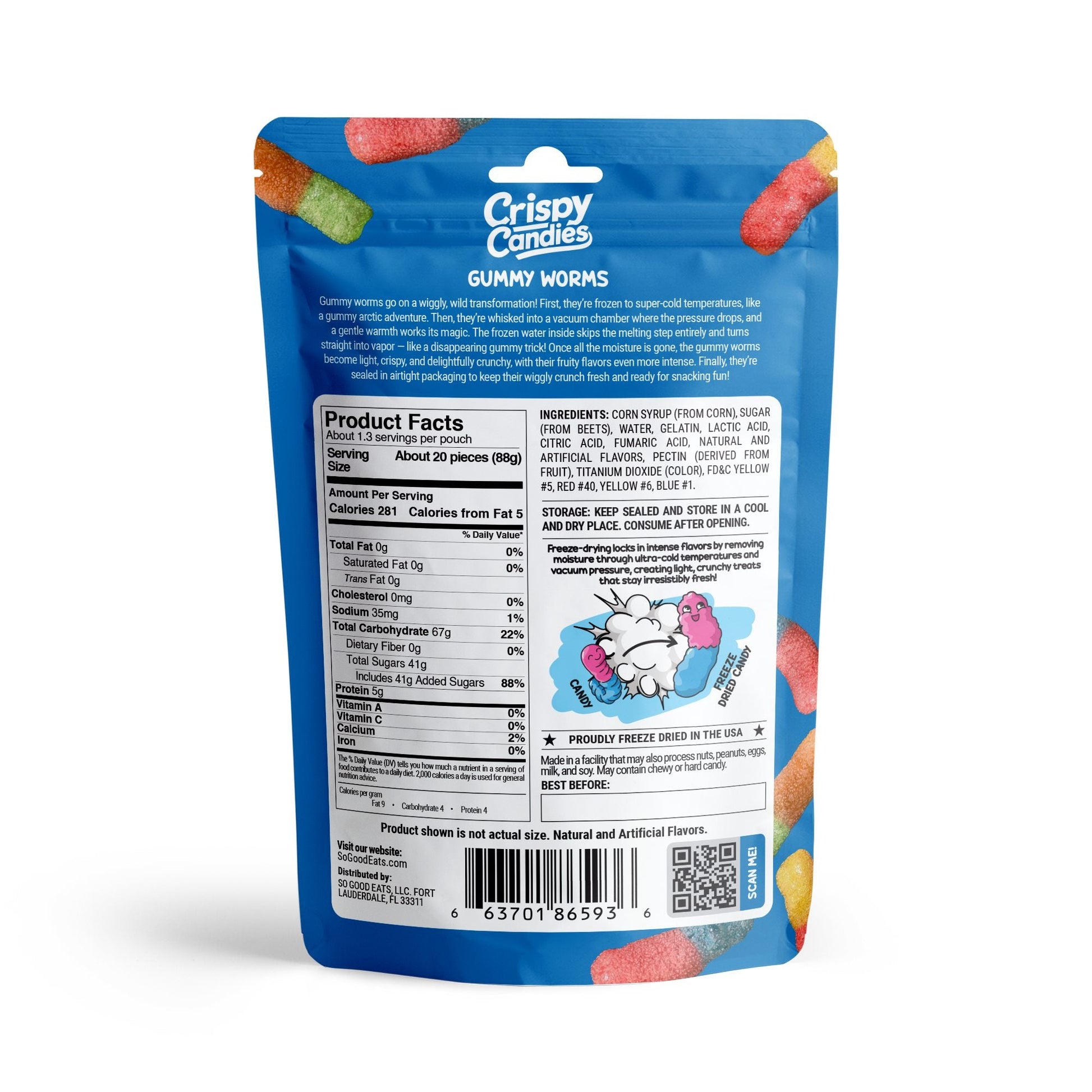 Crispy Candies - Gummy Worms Freeze Dried Candy 114g Super Anime Store