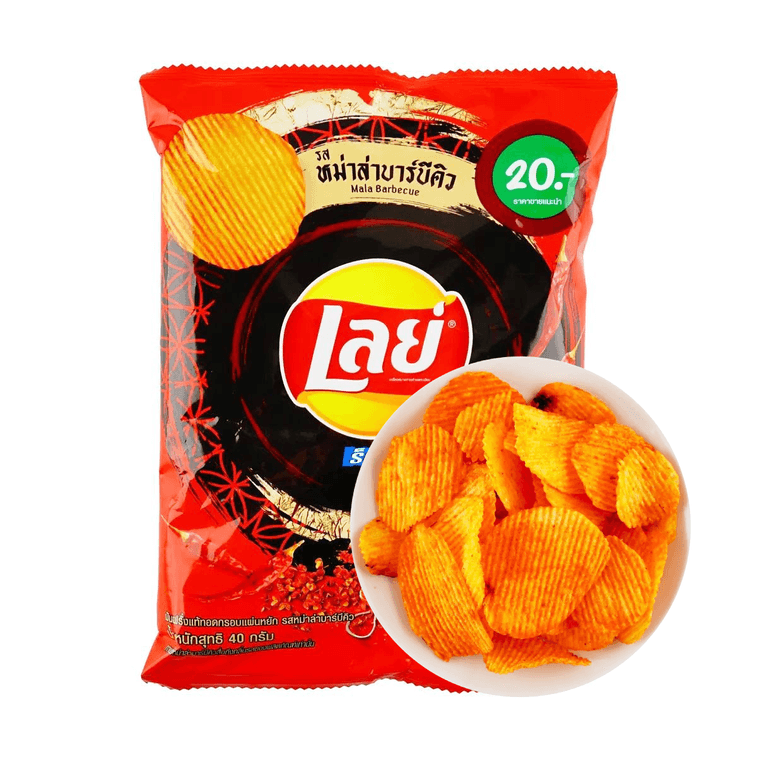 Lays Thailand 【Exclusive Thai Flavor】 Potato Chips, Spicy Mala Barbecue Flavor, 1.41 oz Super Anime Store
