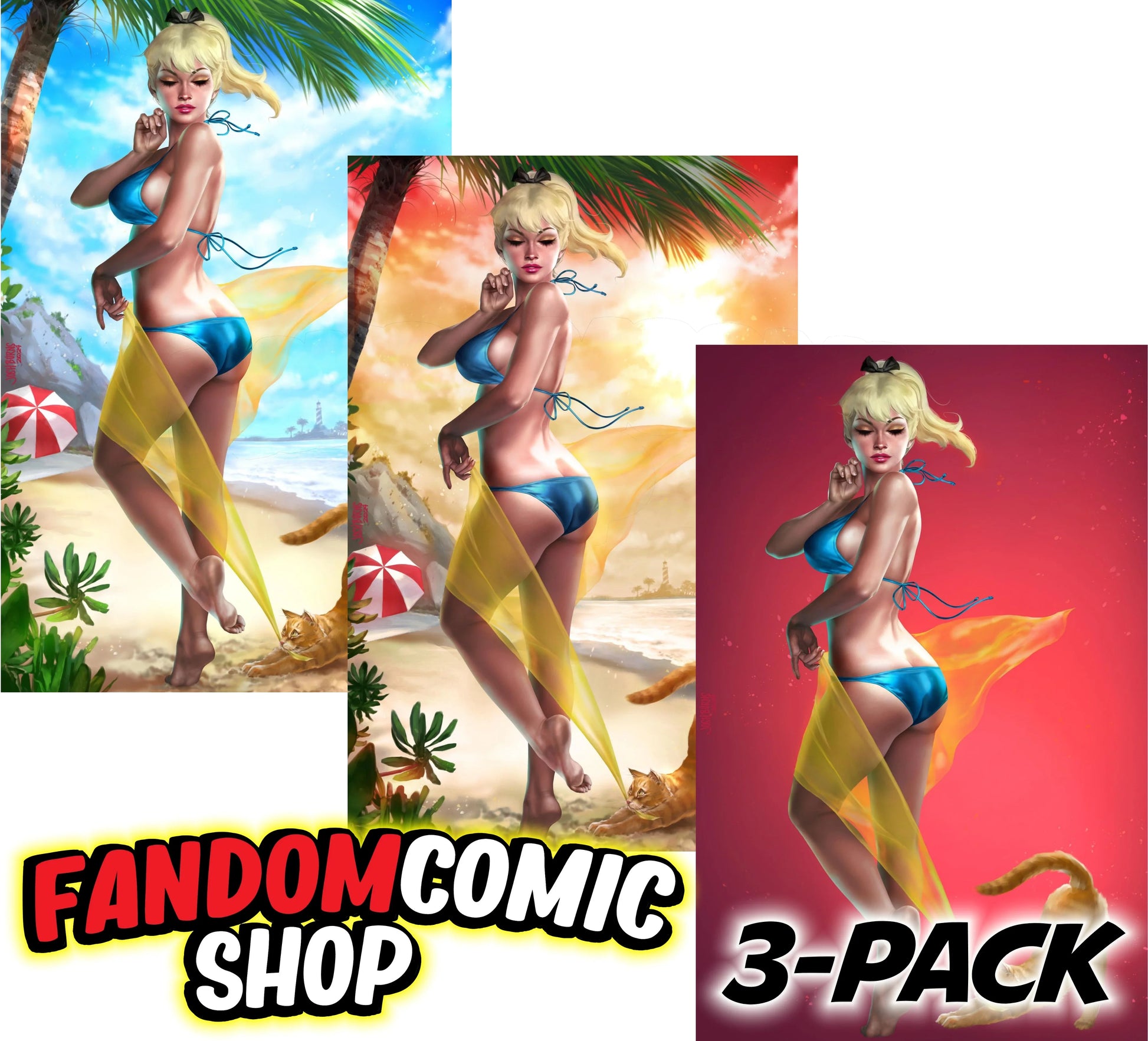 BETTY & VERONICA SUMMER SPECTACULAR #1 (JOSH BURNS EXCLUSIVE BETTY COPPERTONE HOMAGE VIRGIN VARIANT A,B,C SET) ~ ARCHIE Fandom Comic Shop