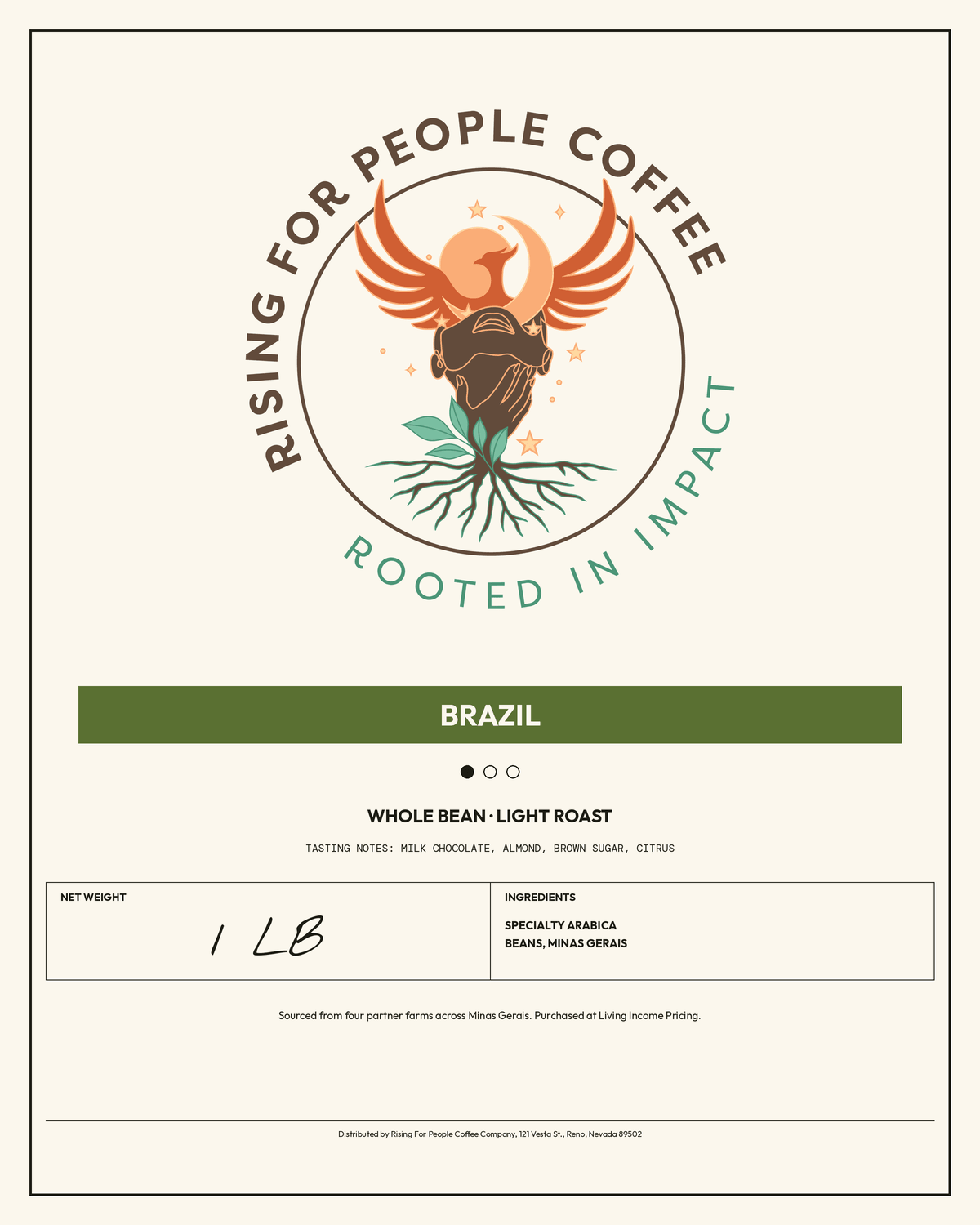 Brazil Santos The Nutty One — Light Roast Whole Bean Coffee