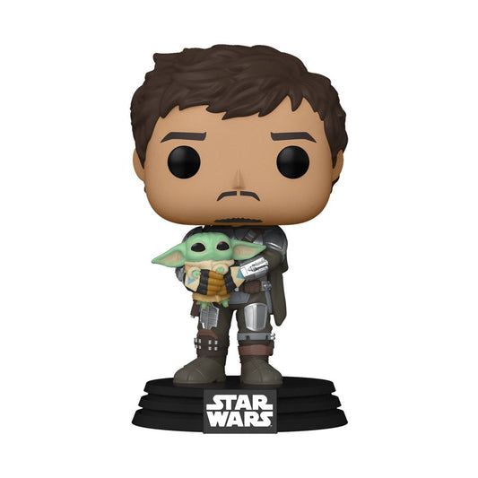 Funko Pop! Star Wars: The Mandalorian Mando Holding Child Josh's Cards