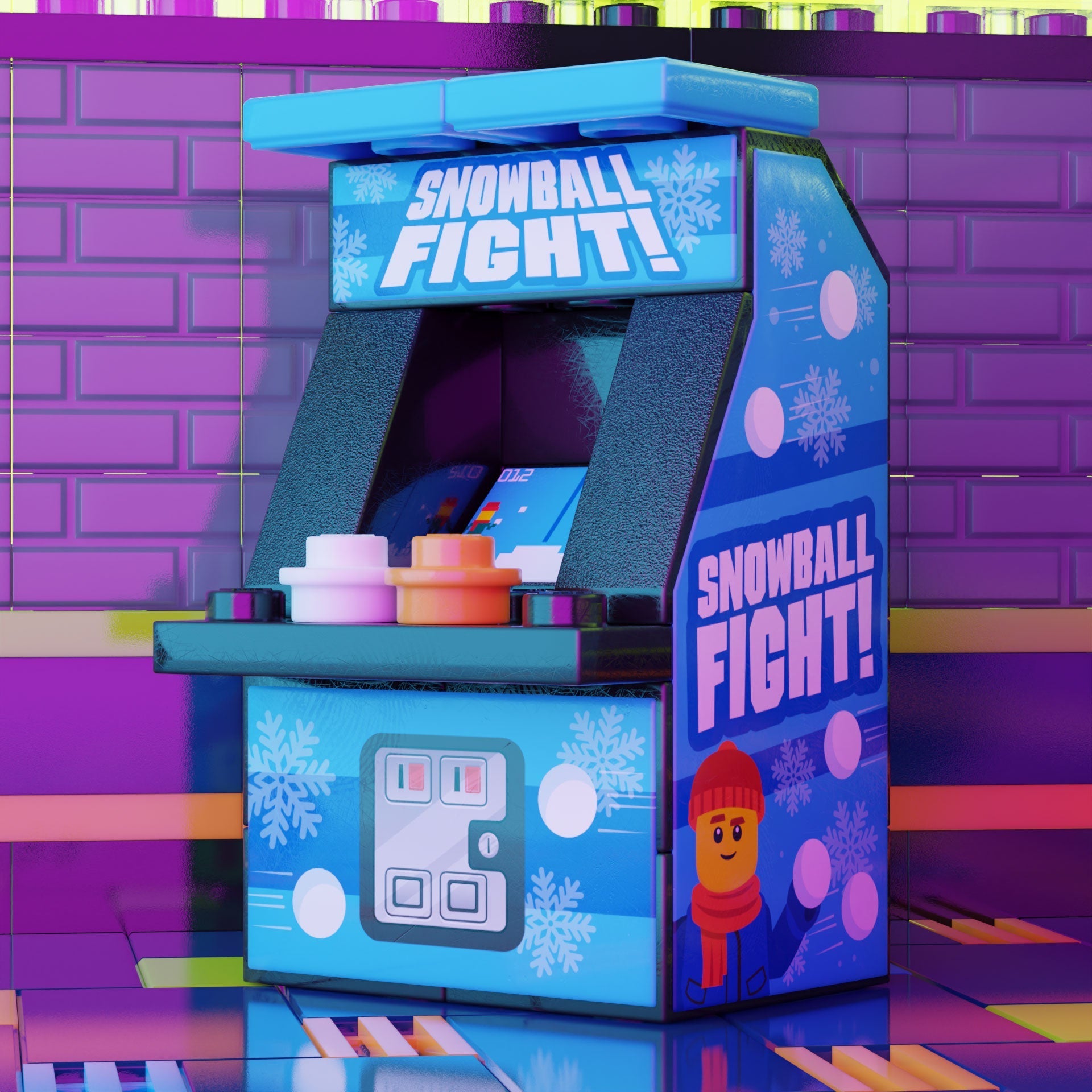 Snowball Fight Arcade Machine made using LEGO parts - B3 Customs B3 Customs