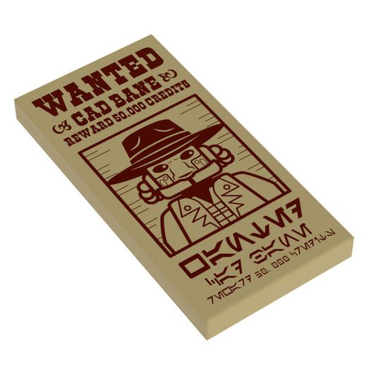 Cad Bane Wanted Poster (2x4 Tile) made using LEGO parts - B3 Customs B3 Customs