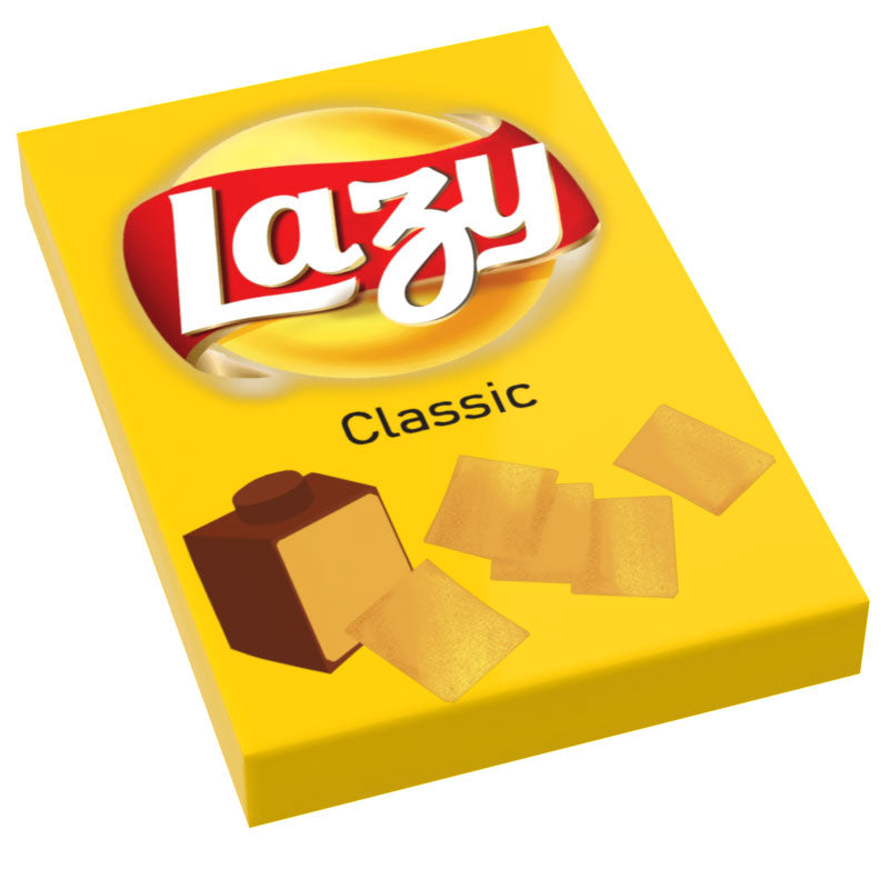 Classic Lazy Chips Bag Tiles Minifig Snack (2x3 Tile) made using LEGO parts - B3 Customs B3 Customs