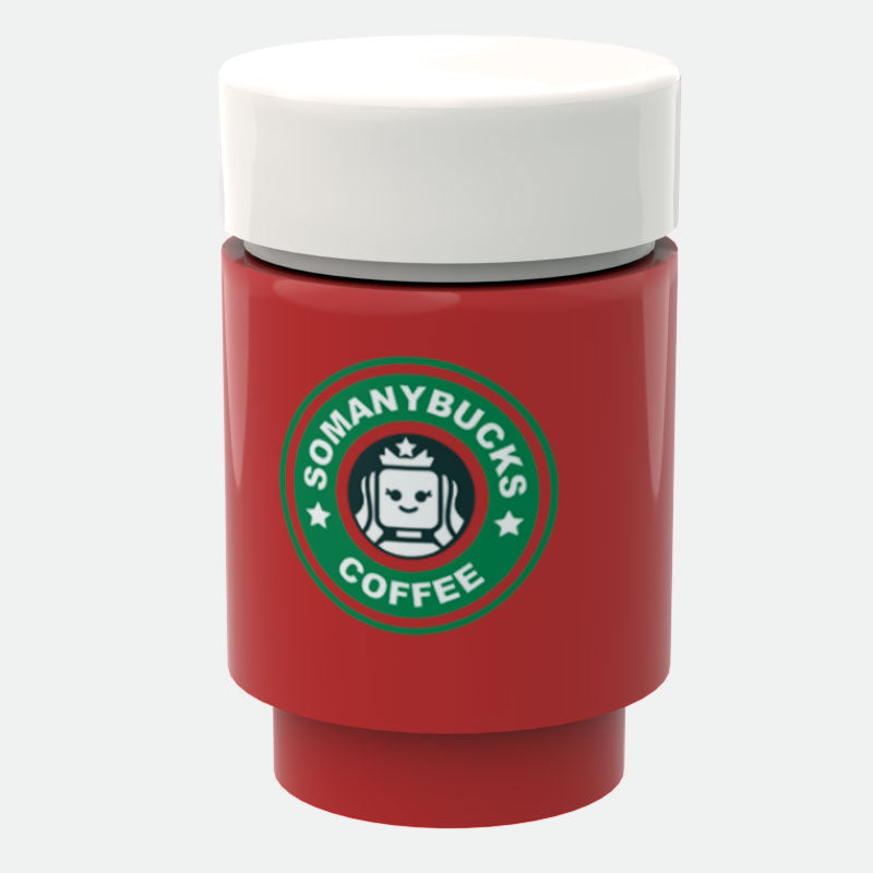 Somanybucks Christmas Coffee Cup for Minifigs made using LEGO parts - B3 Customs B3 Customs