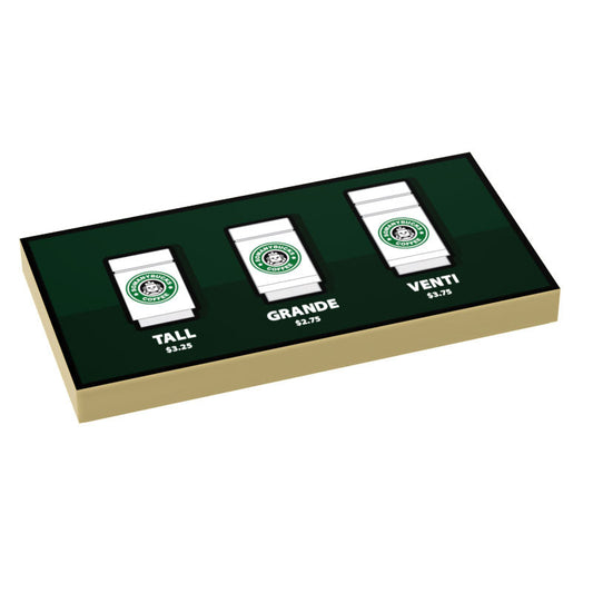 Somanybucks Coffee Menu by Size (2x4 Tile) - B3 Customs B3 Customs