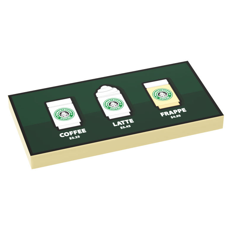 Somanybucks Coffee Menu by Types (2x4 Tile) - B3 Customs B3 Customs