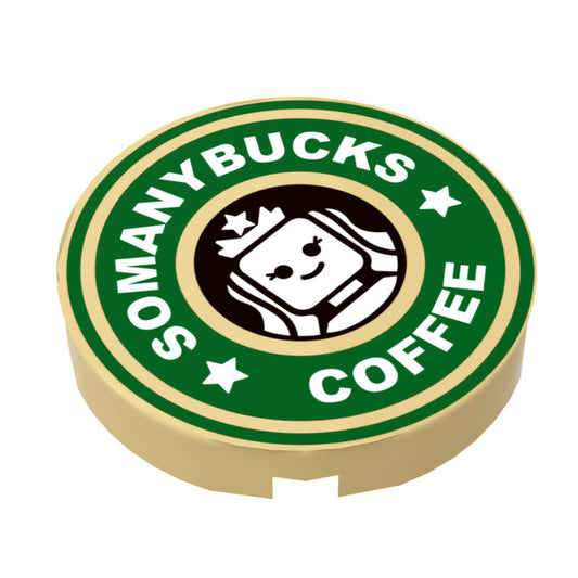 Somanybucks Coffee Sign (2x2 Round Tile) - B3 Customs made using LEGO parts B3 Customs