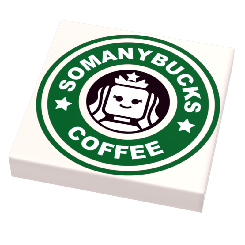 Somanybucks Coffee Sign (2x2 Tile) - B3 Customs made using LEGO parts B3 Customs