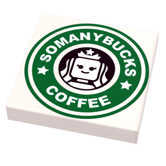 Somanybucks Coffee Sign (2x2 Tile) - B3 Customs made using LEGO parts B3 Customs