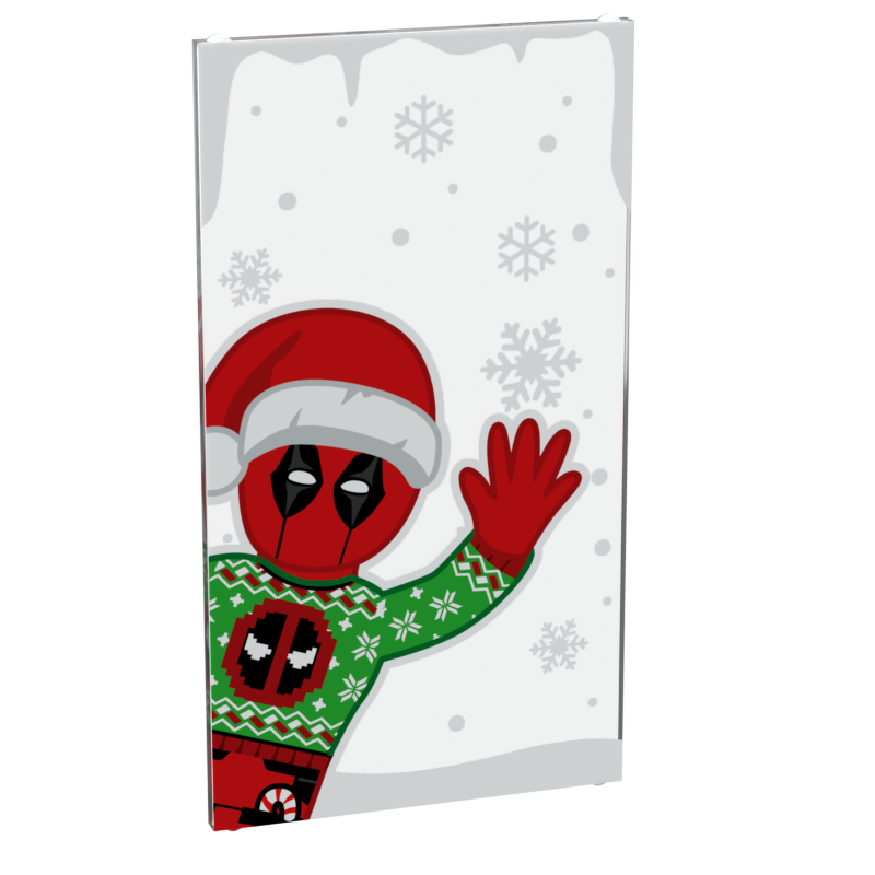 Christmas Deadpool Peek-A-Boo 4x6 Glass Window B3 Customs