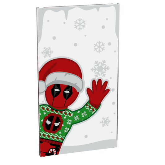 Christmas Deadpool Peek-A-Boo 4x6 Glass Window B3 Customs