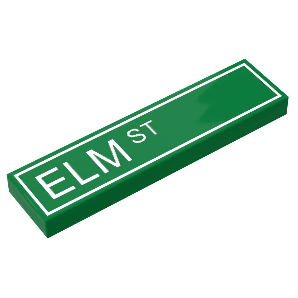 Elm Street Sign made with LEGO part (1x4 Tile) - B3 Customs B3 Customs