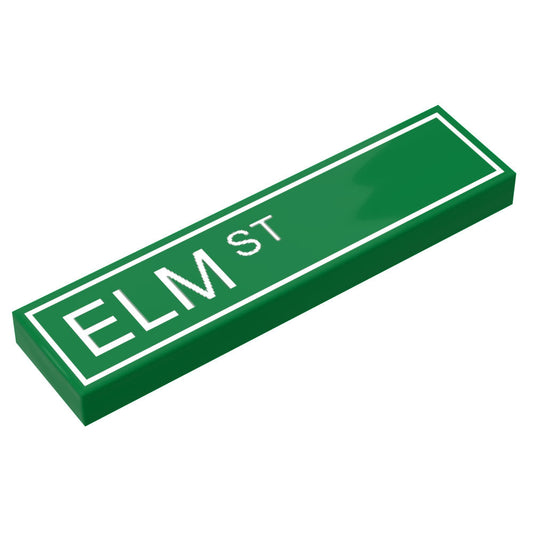 Elm Street Sign made with LEGO part (1x4 Tile) - B3 Customs B3 Customs