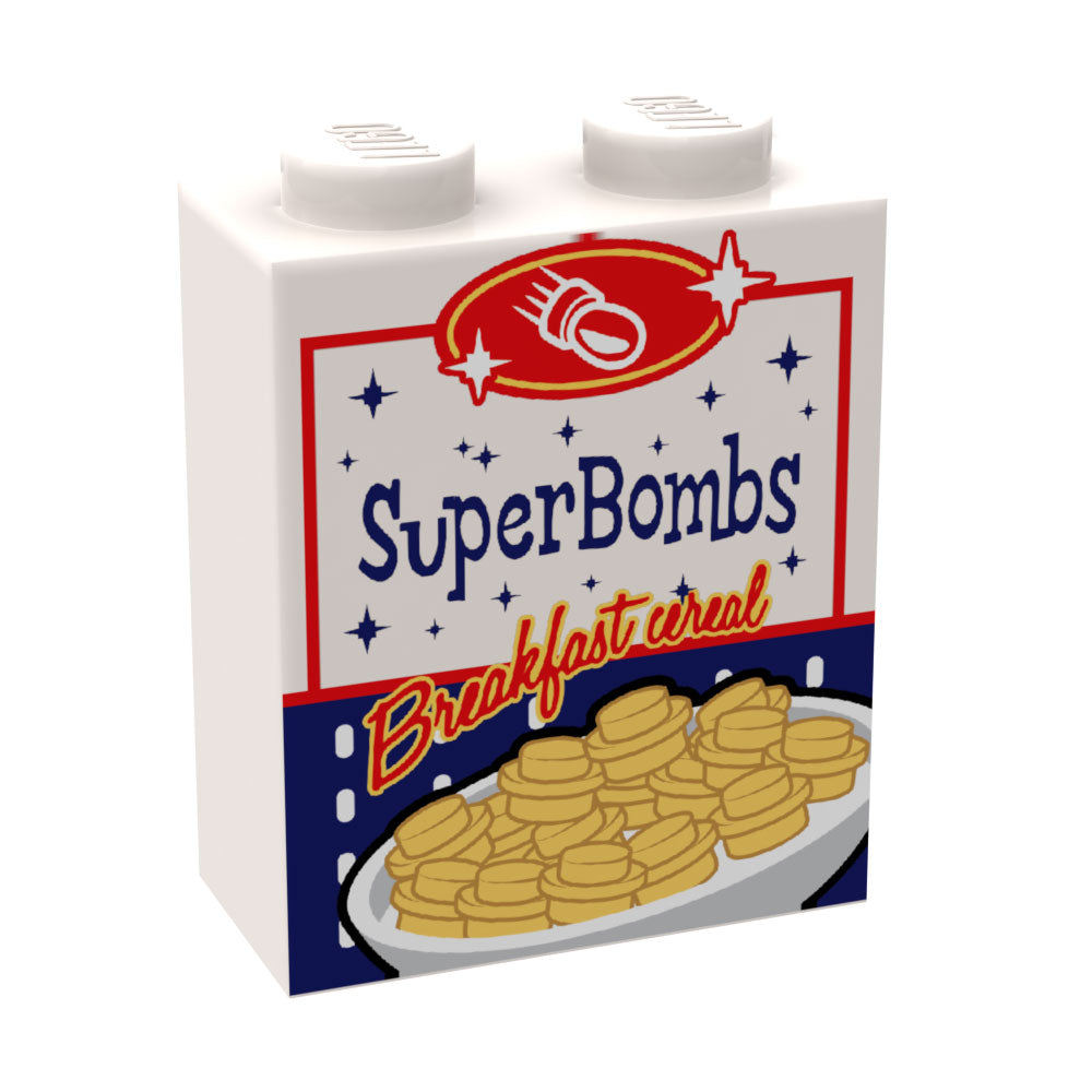 Super Bombs Fallout Cereal Custom Printed 1x2x2 Brick - B3 Customs B3 Customs