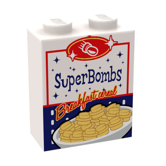 Super Bombs Fallout Cereal Custom Printed 1x2x2 Brick - B3 Customs B3 Customs