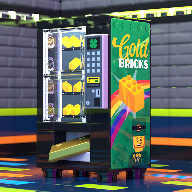 Gold Bars for Leprechauns St. Patrick's Day Vending Machine made using LEGO parts B3 Customs