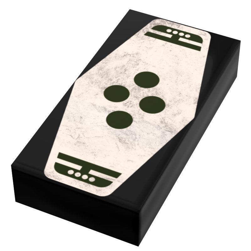 Green 4 Sabacc Card Custom Printed 1x2 Tile made using LEGO part - B3 Customs B3 Customs