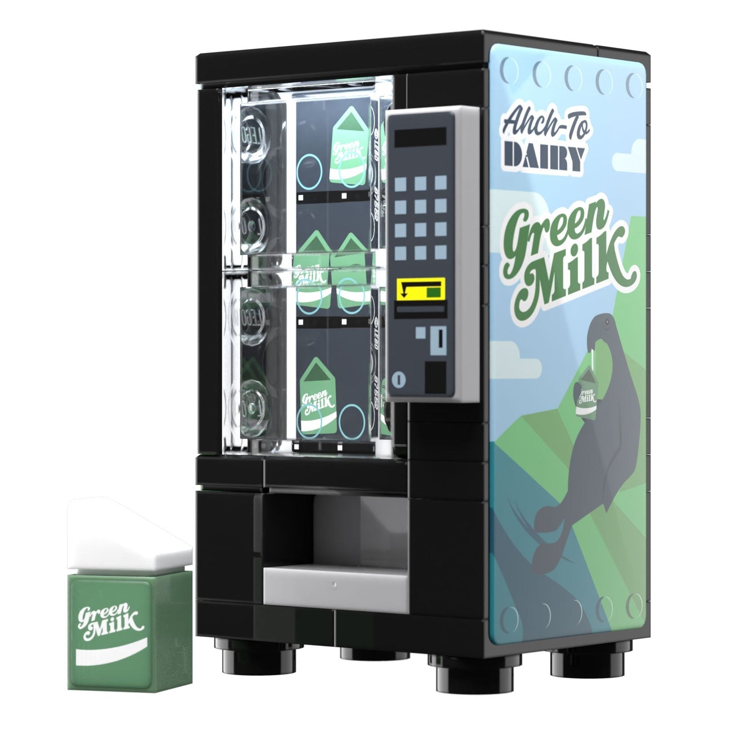 Green Milk Vending Machine Building Set made using LEGO parts - B3 Customs B3 Customs