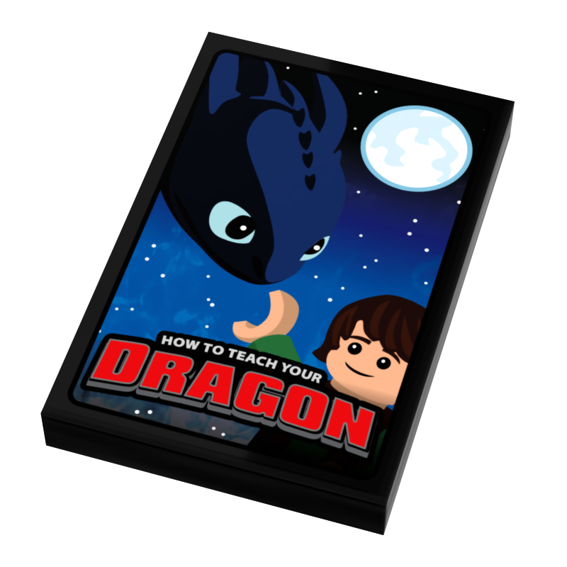 How To Teach A Dragon Movie Cover (2x3 Tile) made using LEGO parts - B3 Customs B3 Customs