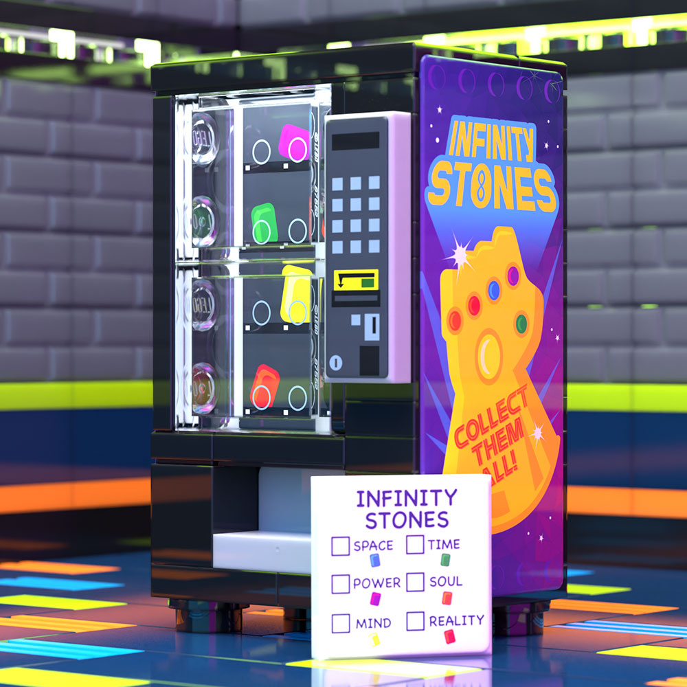 Infinity Stones Vending Machine Custom Building Set made using LEGO parts - B3 Customs B3 Customs