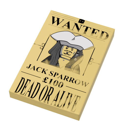 Jack Sparrow Wanted Poster (2x3 Tile) made using LEGO part B3 Customs