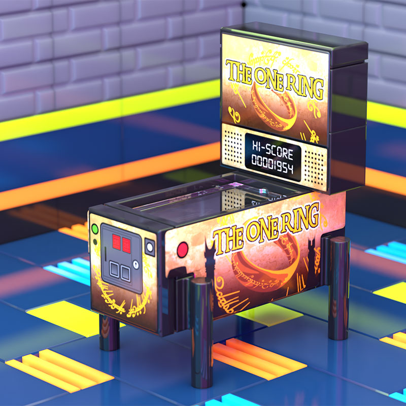 The One Ring, LOTR Pinball Arcade Machine Building Set made using LEGO parts B3 Customs