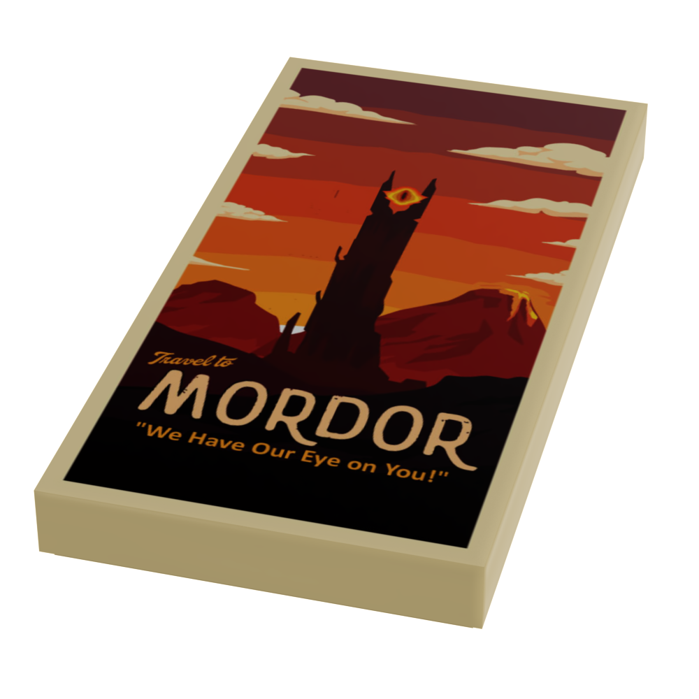 Visit Mordor Travel Poster (2x4 Tile) made using LEGO parts B3 Customs