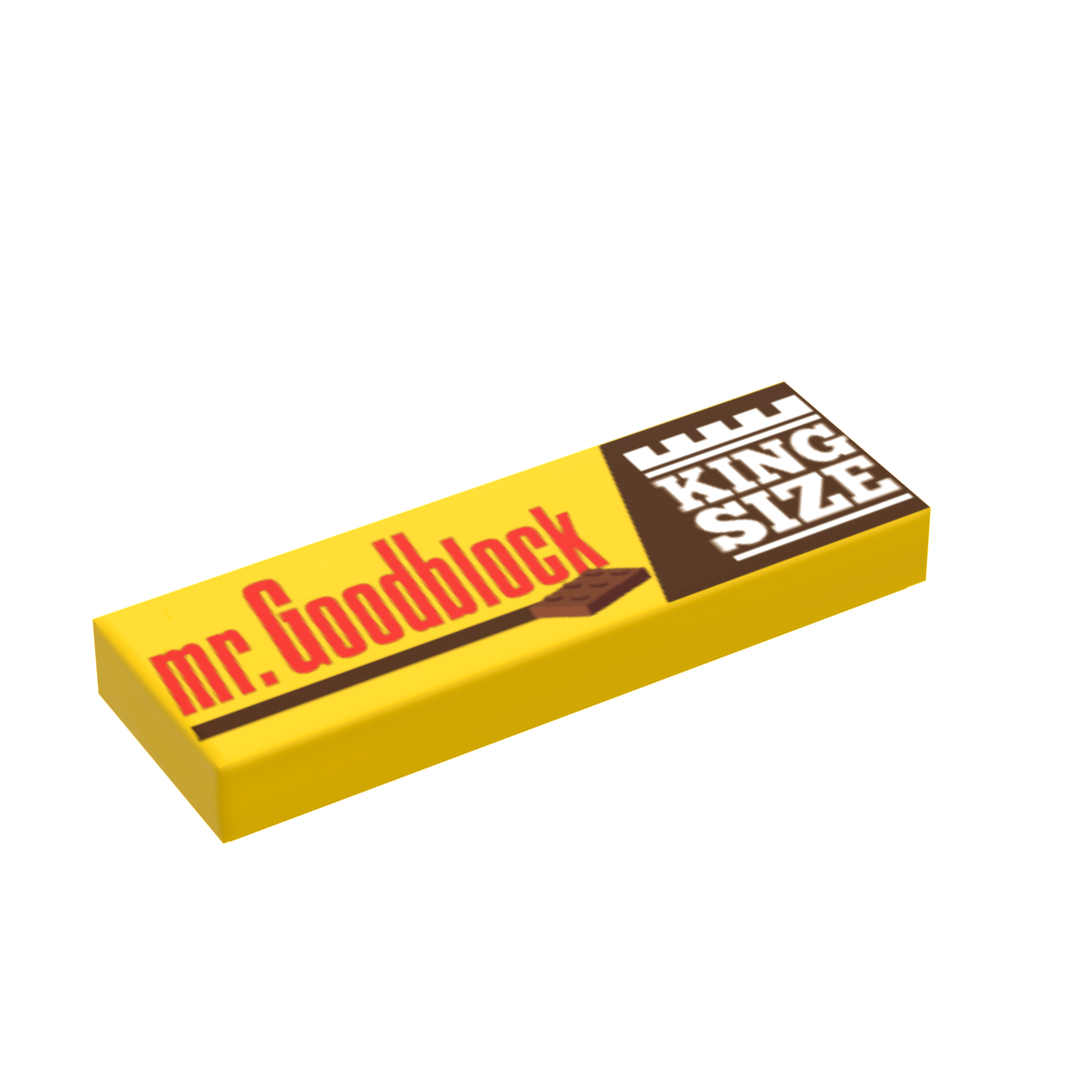King Size Mr. Goodblock Printed 1x3 Tile made using LEGO tile B3 Customs