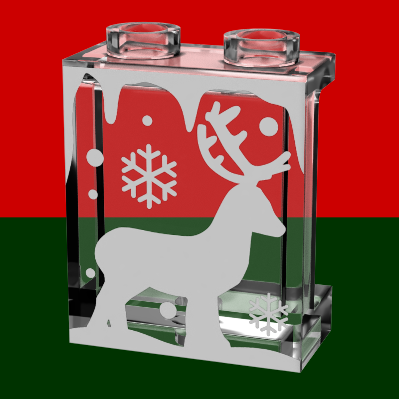 Winter Village Window with Reindeer made 1x2x2 Panel - B3 Customs B3 Customs