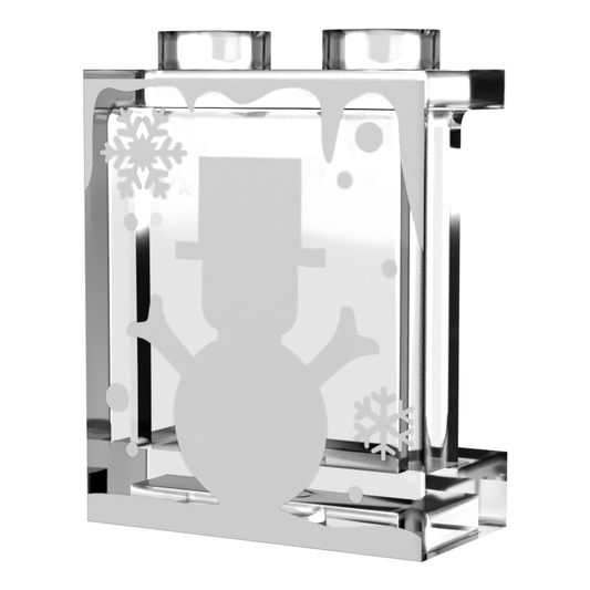 Winter Village Window with White Snowman 1x2x2 Panel - B3 Customs B3 Customs